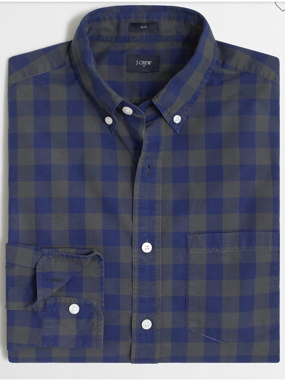 J. Crew Slim L Navy/Olive Checked Button-Down Shirt